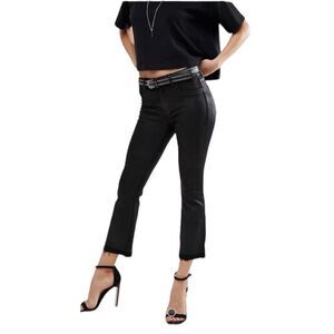 DL1961 Lara Black Coated Cropped Boot Jeans Frayed Raw hem Size 27